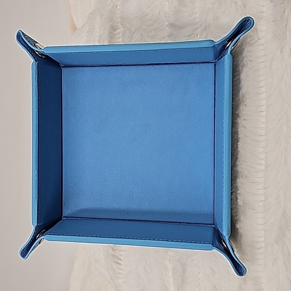 Faux Leather Jewelry Tray Powder Blue Reptile Textured Organizer - Picture 10 of 12